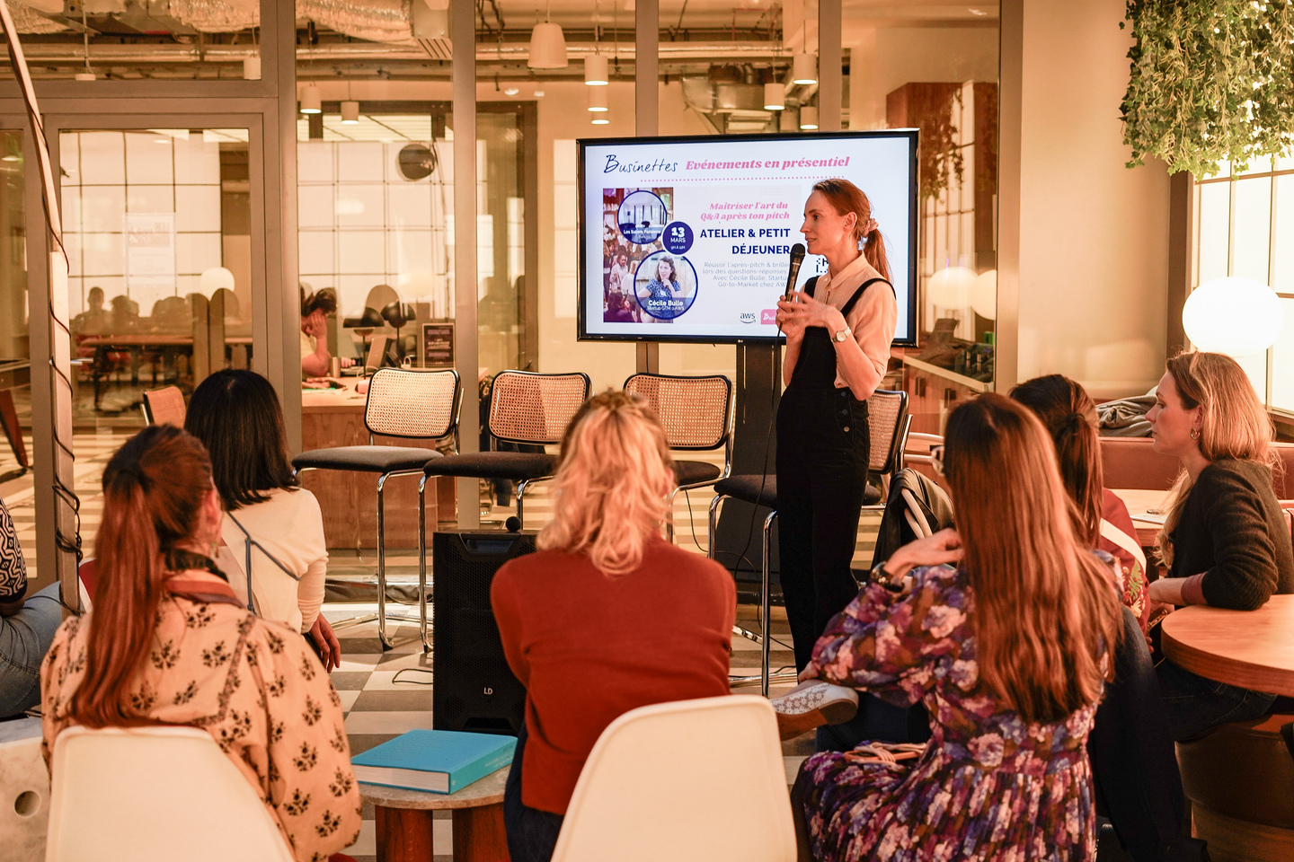 Victoria Arnhold hosting the 2025 International Women’s Day panel at WeWork Trudaine, Paris